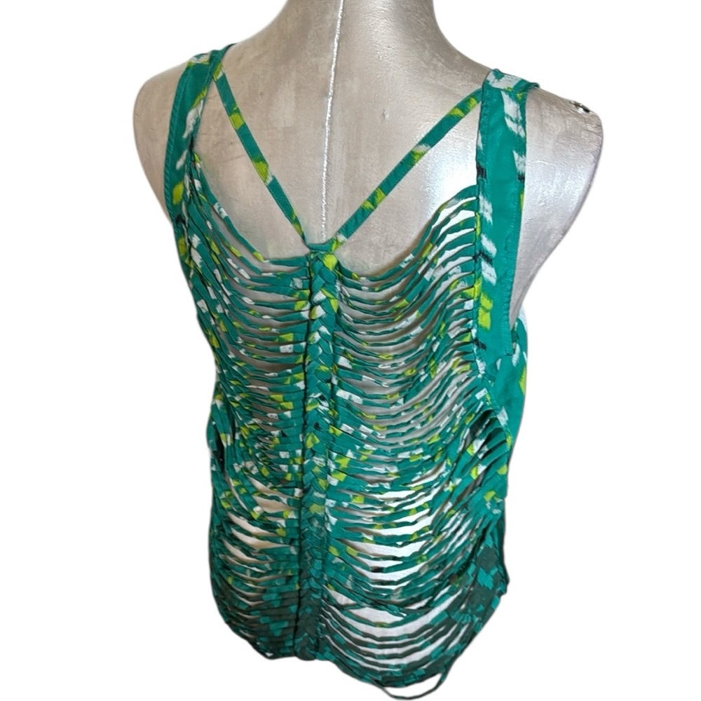 Lovers + Friends Women’s sleeveless printed top braided open back Like New M